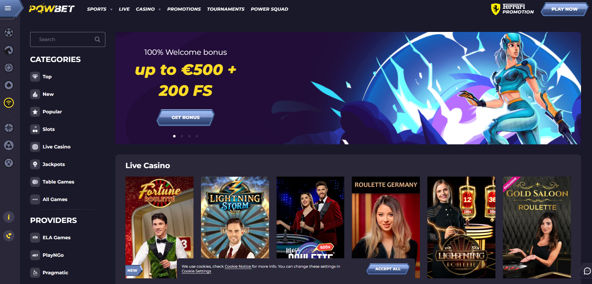 Powbet interface